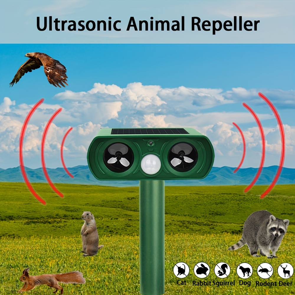 Répulsif d'animaux à ultrasons - Avec capteur de mouvement et flash à  ultrasons - Pour chats, souris, chiens, rats, blaireaux, renards, petits  rongeurs et oiseaux