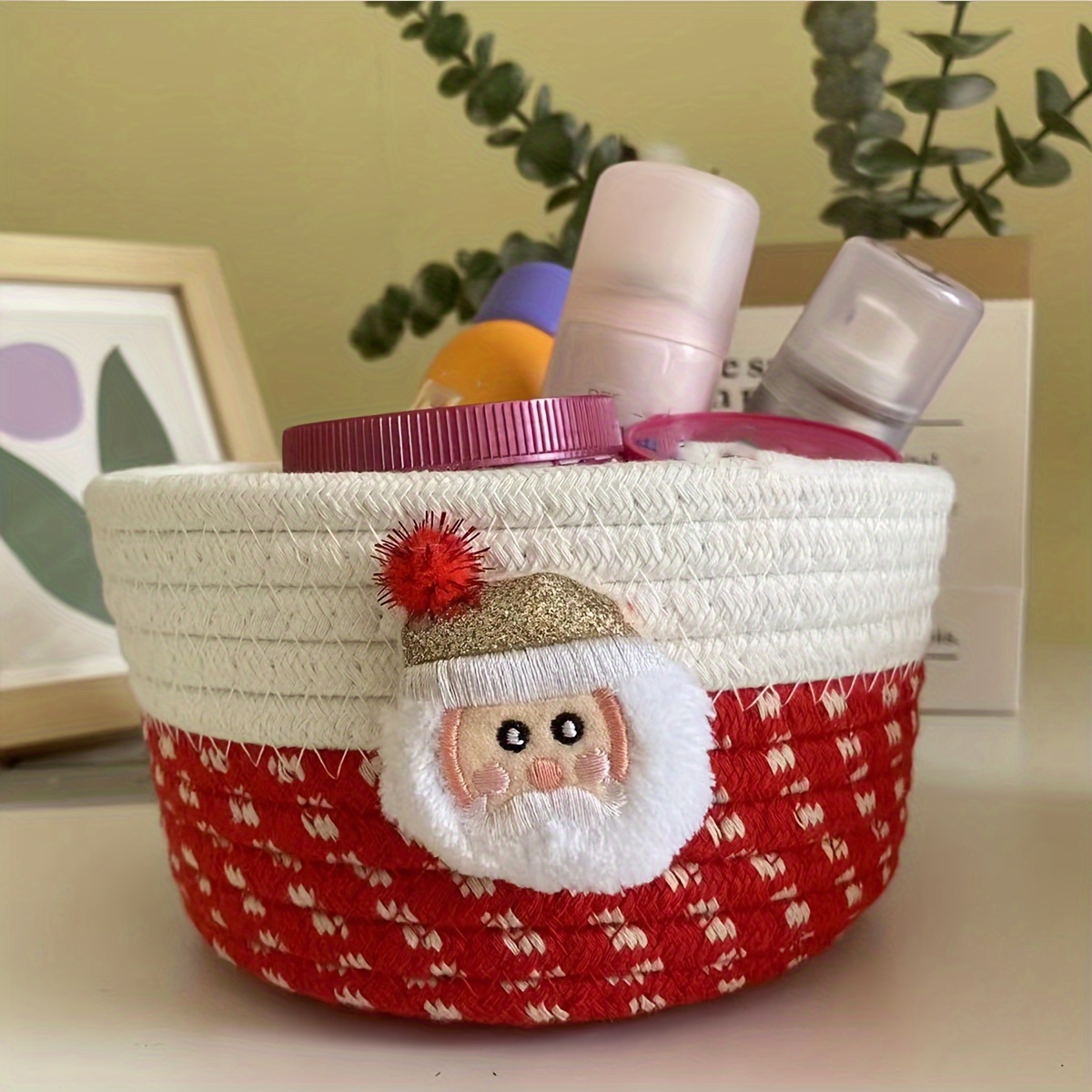 Christmas Pattern Storage Bucket With Handle Portable - Temu