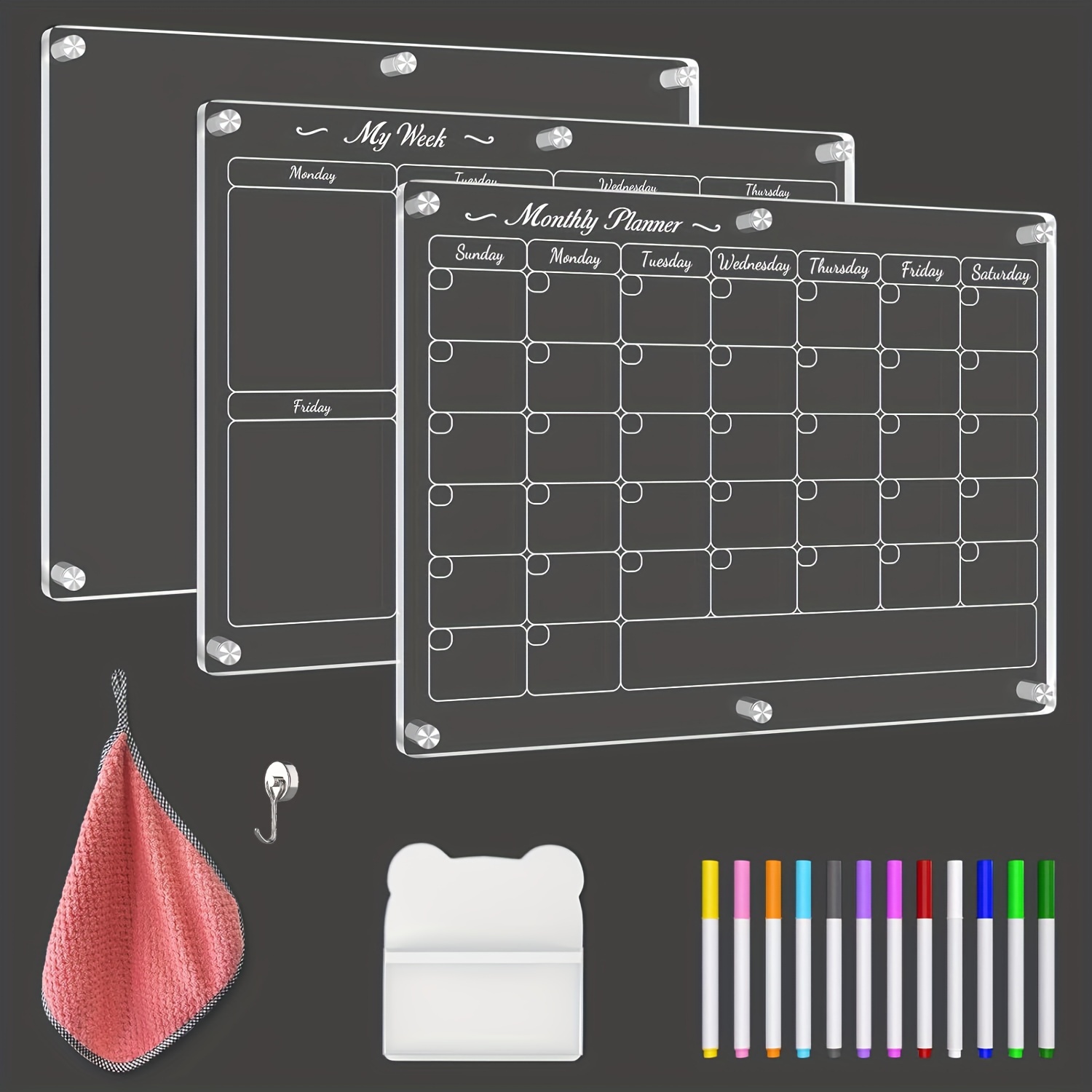 Reusable Dry Erase Sheets Calendar: Stick To Any Smooth - Temu