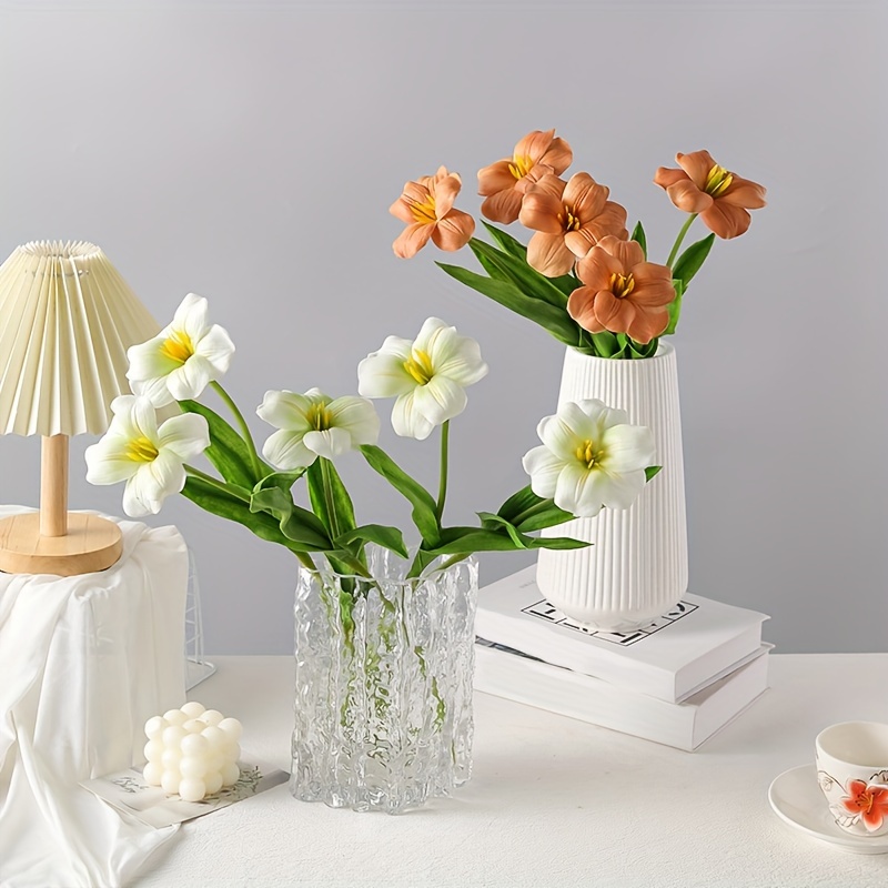 5 Flores Artificiales Tulipanes Blancos Arreglos Florales - Temu