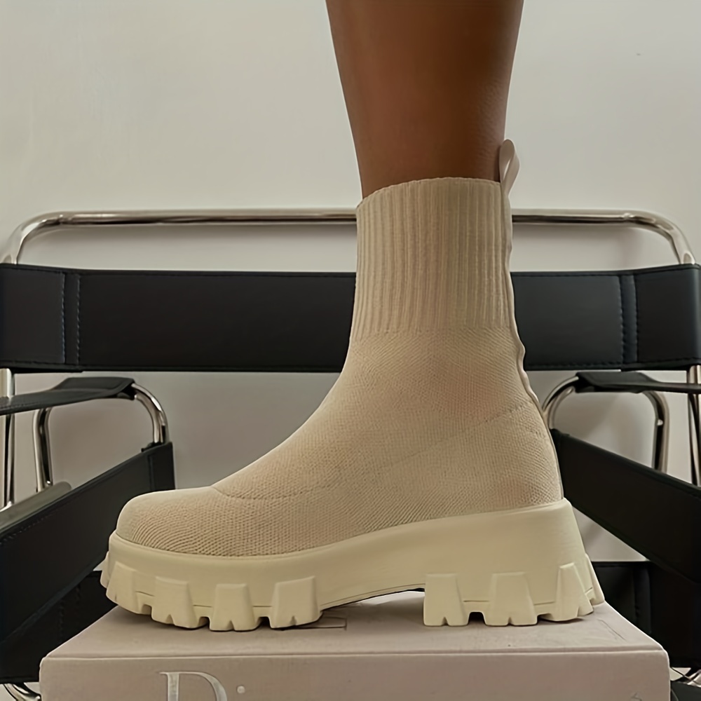 Women's Fashion Versatile Casual Solid Color Boots, Comfortable