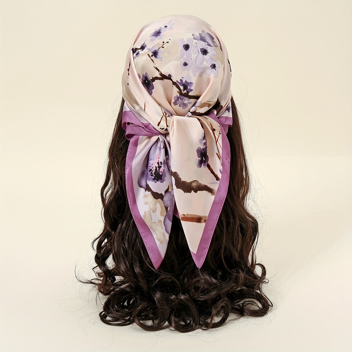 Purple Scarf , hand dyed silk wrap , silk head scarf