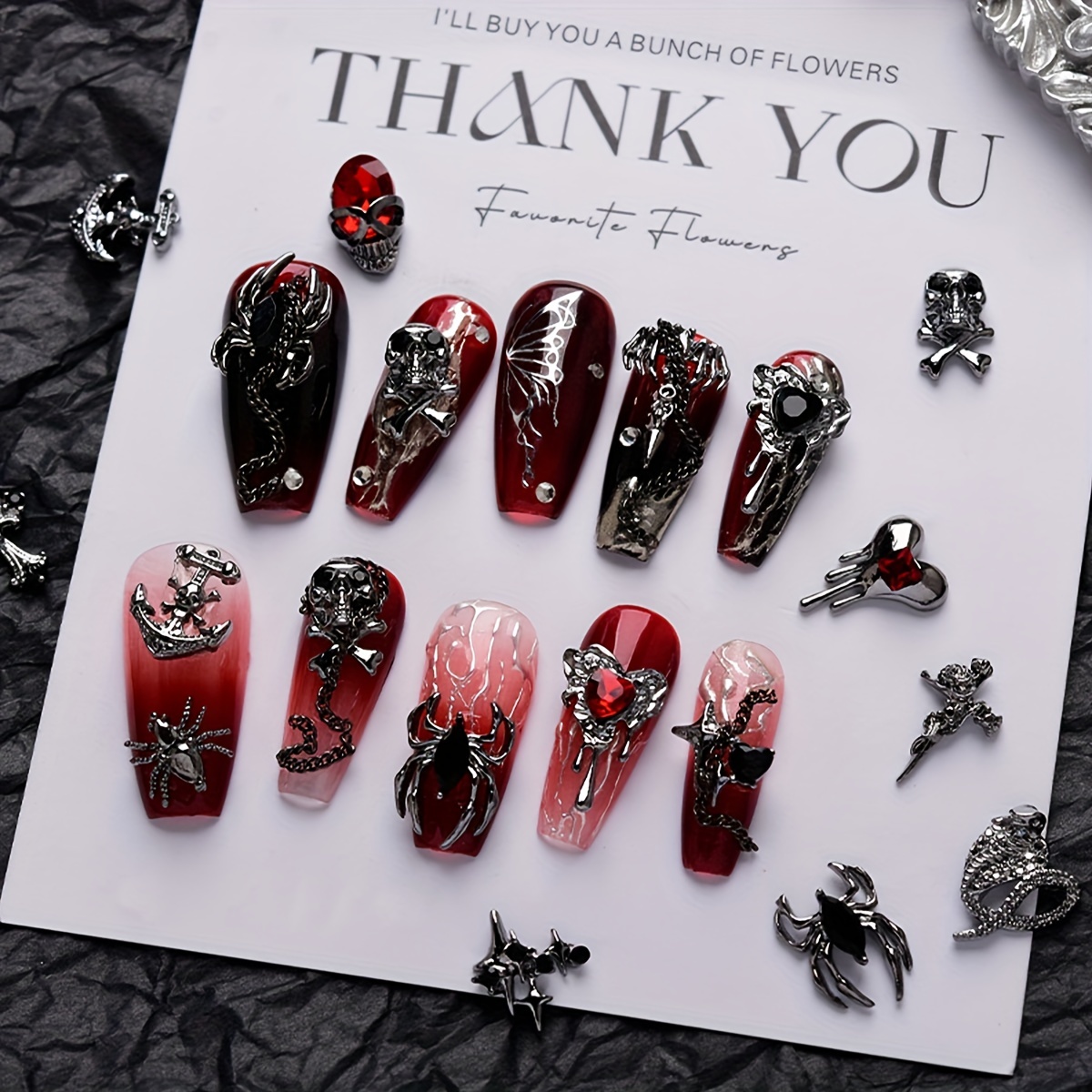 Halloween Nail Art Skull Hand Charms Spider Hands 3D Design for Nails DIY  Decor