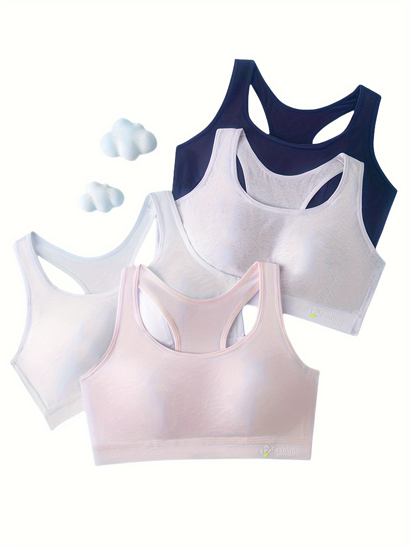 3Pcs Short Teen Kids Bras Girls Underwear Clothes Cotton Teen Sports Bras  With Breast Pads 