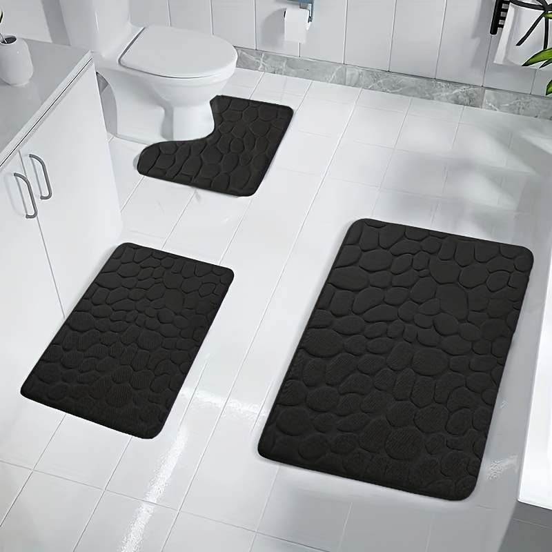 Memory Foam Bathroom Floor Mats Cobblestone Embossed - Temu