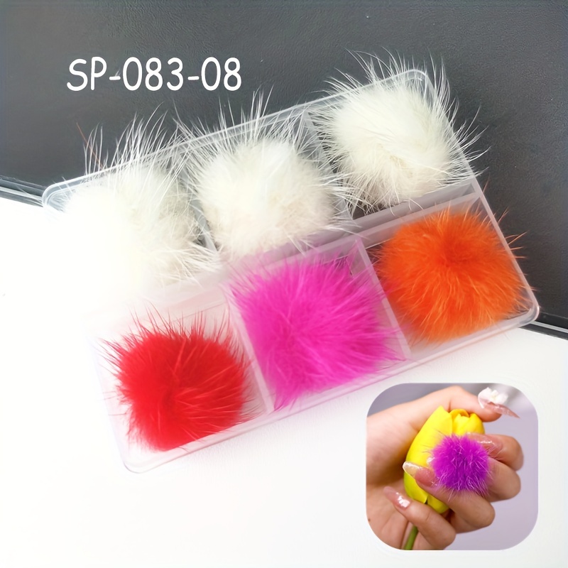 Red Green Pompoms Plush Nail Charms Detachable Magnet Fluffy - Temu