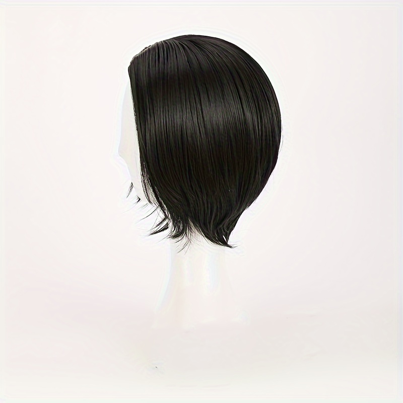 Anime Cosplay Wig Black Short Wig Middle Part Natural Temu