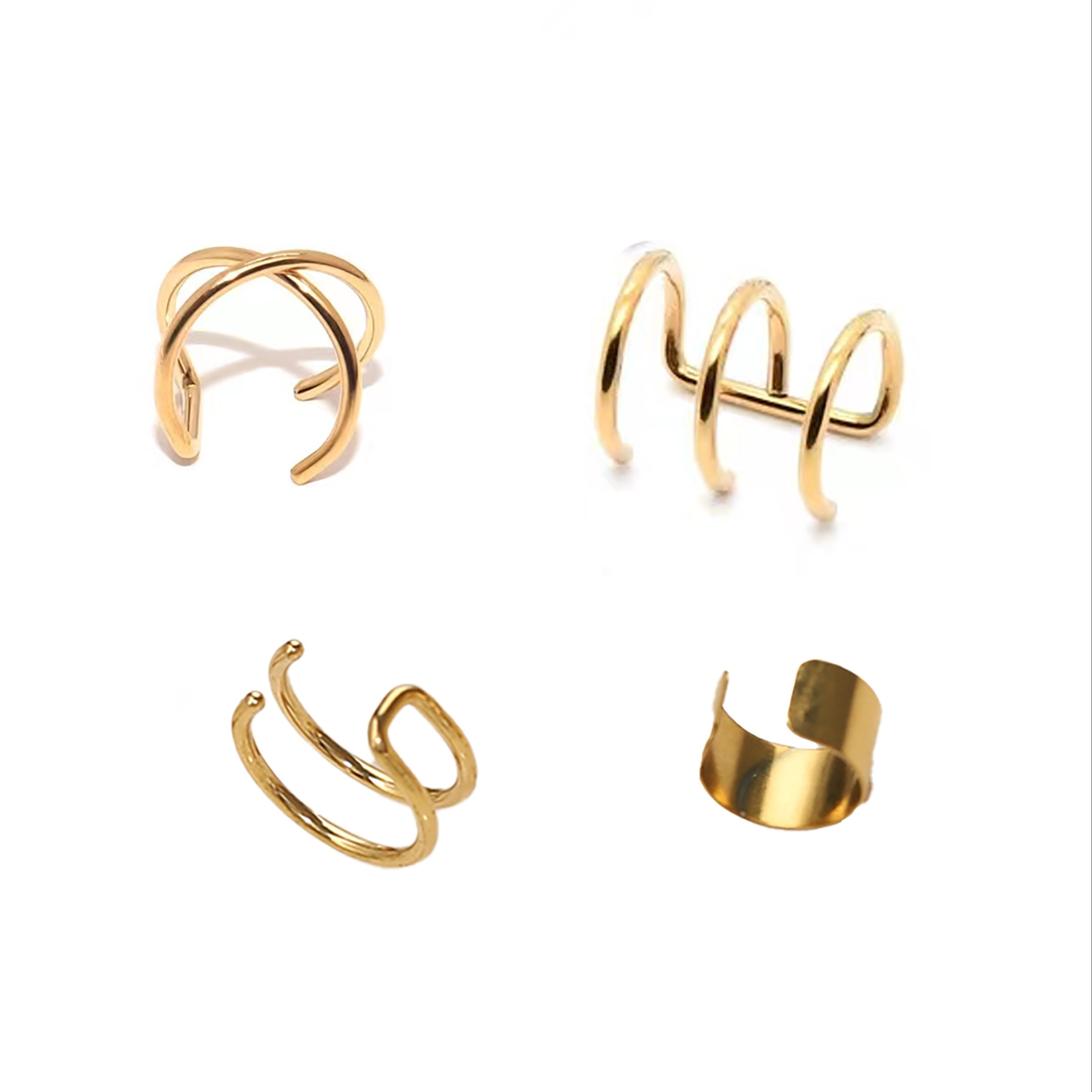 4pcs Stainless Steel Non-punching Ear Ornaments For Men And Women, False Ear Buckles, False Ear Bone Clips, False Human Body Piercing Ornament Set