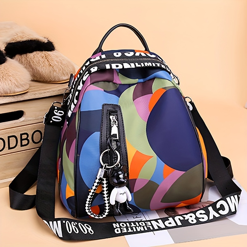 Women's Large Capacity Geometric Printed Handbag Shoulder Bag School Bag  Bookbag For School Outdoors Portable,Lightweight