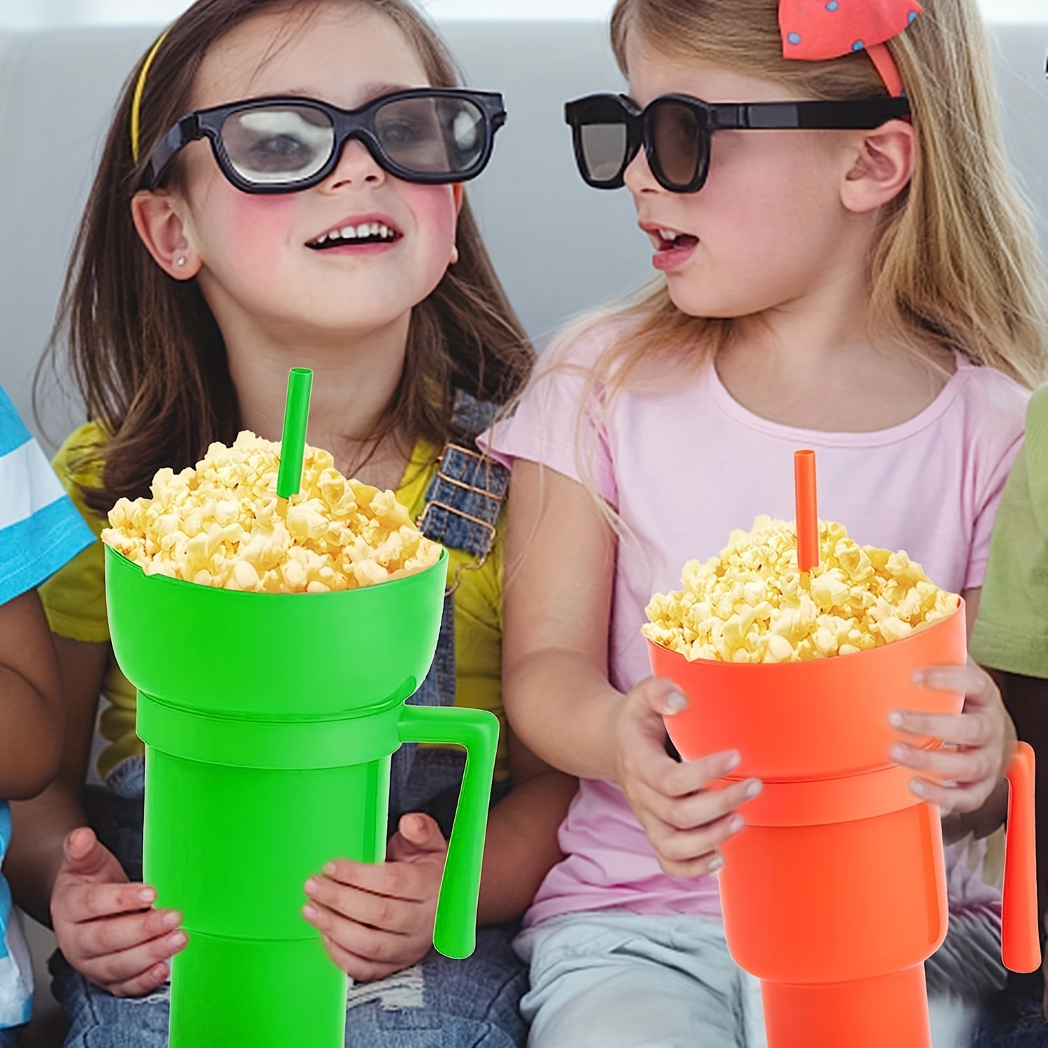 Popcorn Drink Cup Stadium Glass 2-in-1 Snack Drink Cup with Straw  Leak-Proof Snack Cup Movie Beverage Popcorn Cup - AliExpress