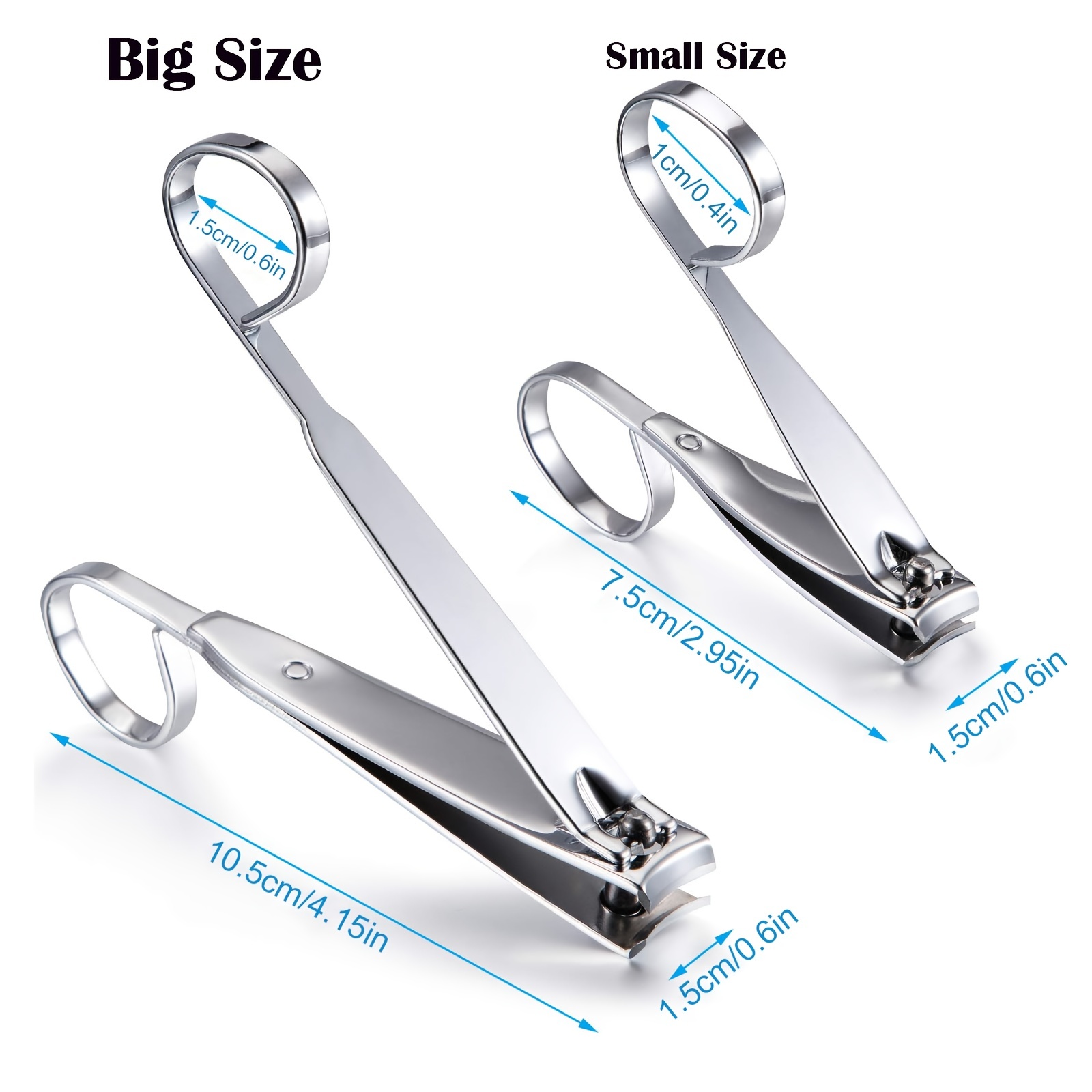 Silvery Big- Nail Clippers Stainless Steel Two Sizes Are Available