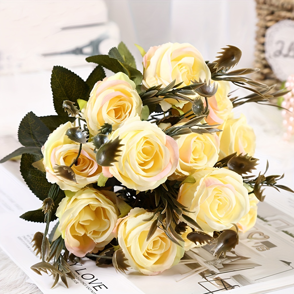 Rose Artificial Flowers Silk Flowers Realistic Roses - Temu