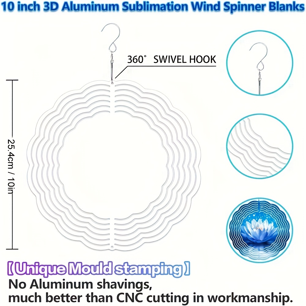 Sublimation Wind Spinner Blanks, 3D Aluminum Wind Powered Kinetic Sculpture  
