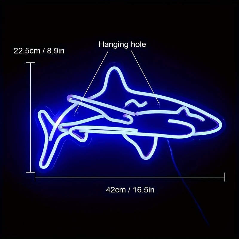 Shark Neon Gaming Room Led Neon Sign Usb Switch Power Cool - Temu