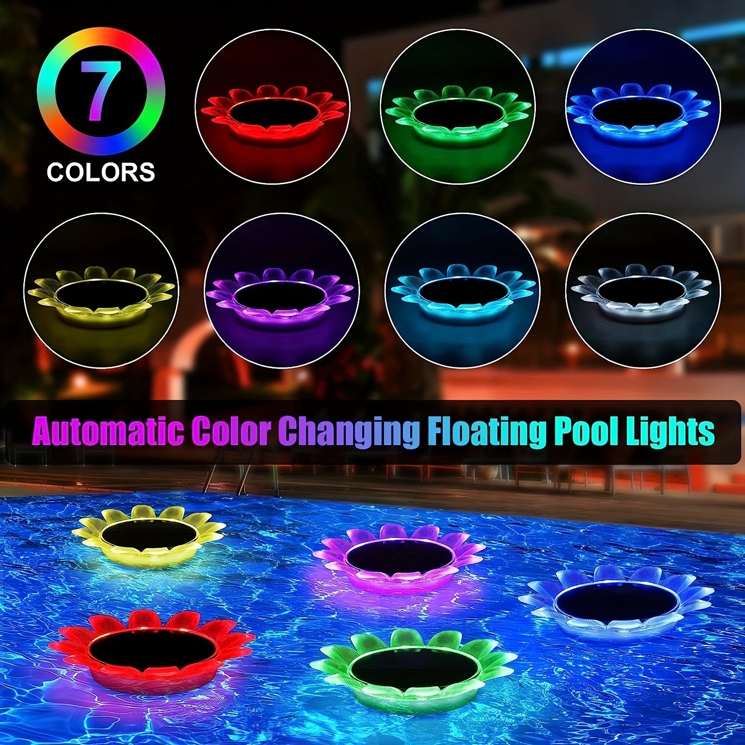 Solar Floating Light Swimming Pool LED Night Sunflower Pond Light