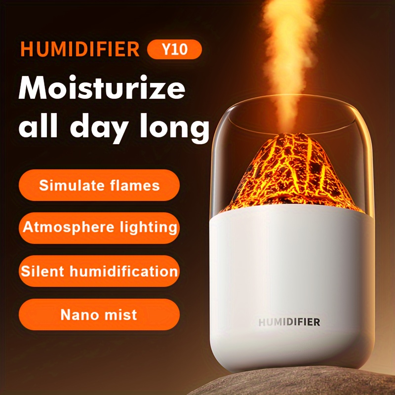 360ml Simulated Flames Volcano Humidifier Multifunctional Airs Purification  Atomizer For Home Bedroom Office