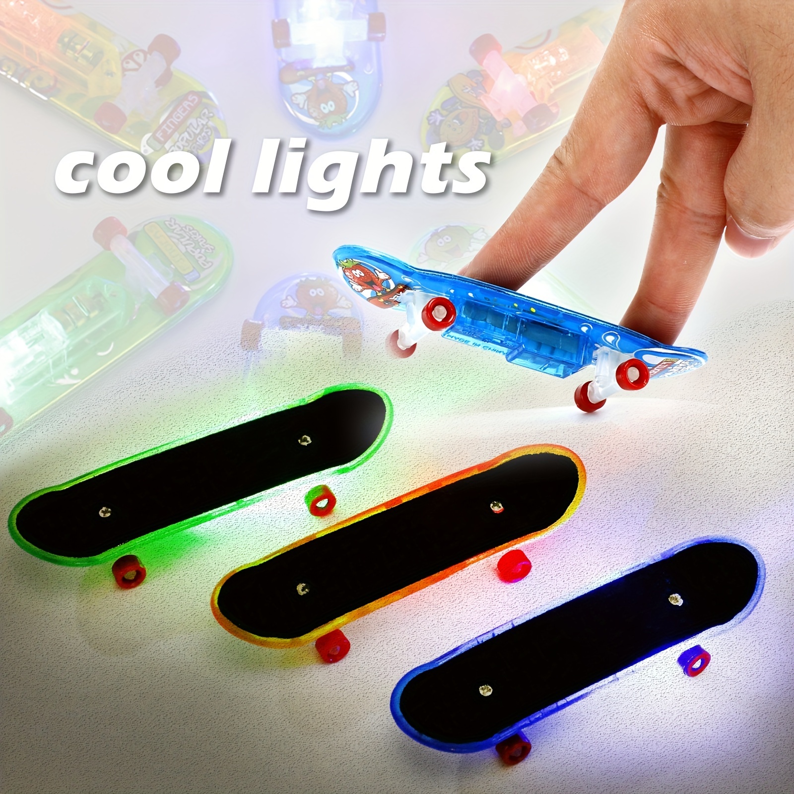 3pcs Children's Lighting Finger Skateboard Toys LED Fingertips Movement  Finger Toy Party Favors For Teens Adults