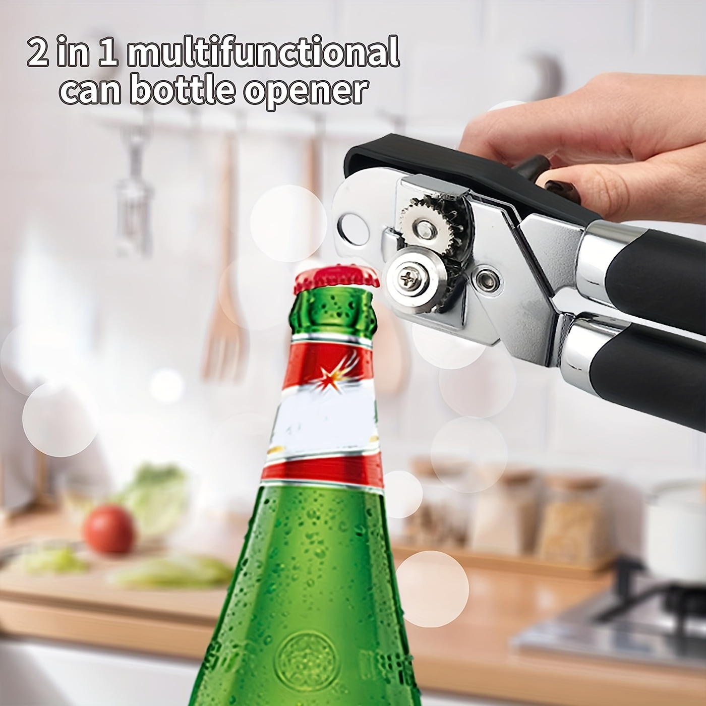 Can Opener, Stainless Steel Can Opener, Heavy Duty Manual Can Opener, Smooth  Edge Easy Grip Long Handle Stainless Steel Hand Held Can Beer/tin/bottle  Top Remover For Camping Travelling, Chrismas Halloween Party Supplies 