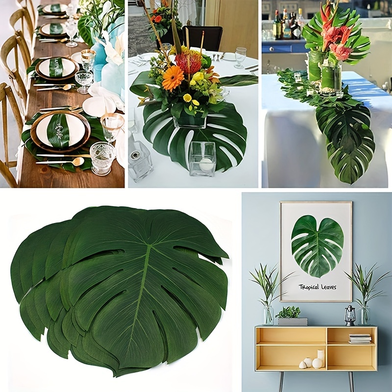 68 piezas de hojas artificiales plantas hojas de Monstera decorativas para  la decoración del tema de del cumpleaños de Gloria Hojas de palma