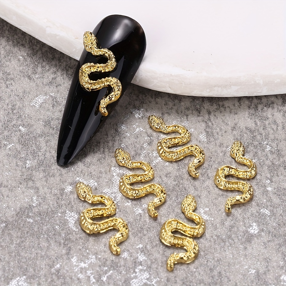 Snake-Shape Nail Art Charms with Rhinestones, Retro Nail Jewelry  Accessories for DIY Crafts Nail Art Decorations - Gold+Silver