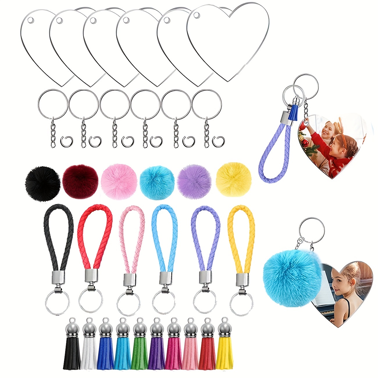 Acrylic Keychain Blanks, Audab 108pcs Clear Keychains for Vinyl Kit Including 36pcs Acrylic Blanks, 36pcs Keychain Rings and 36pcs Jump Rings for
