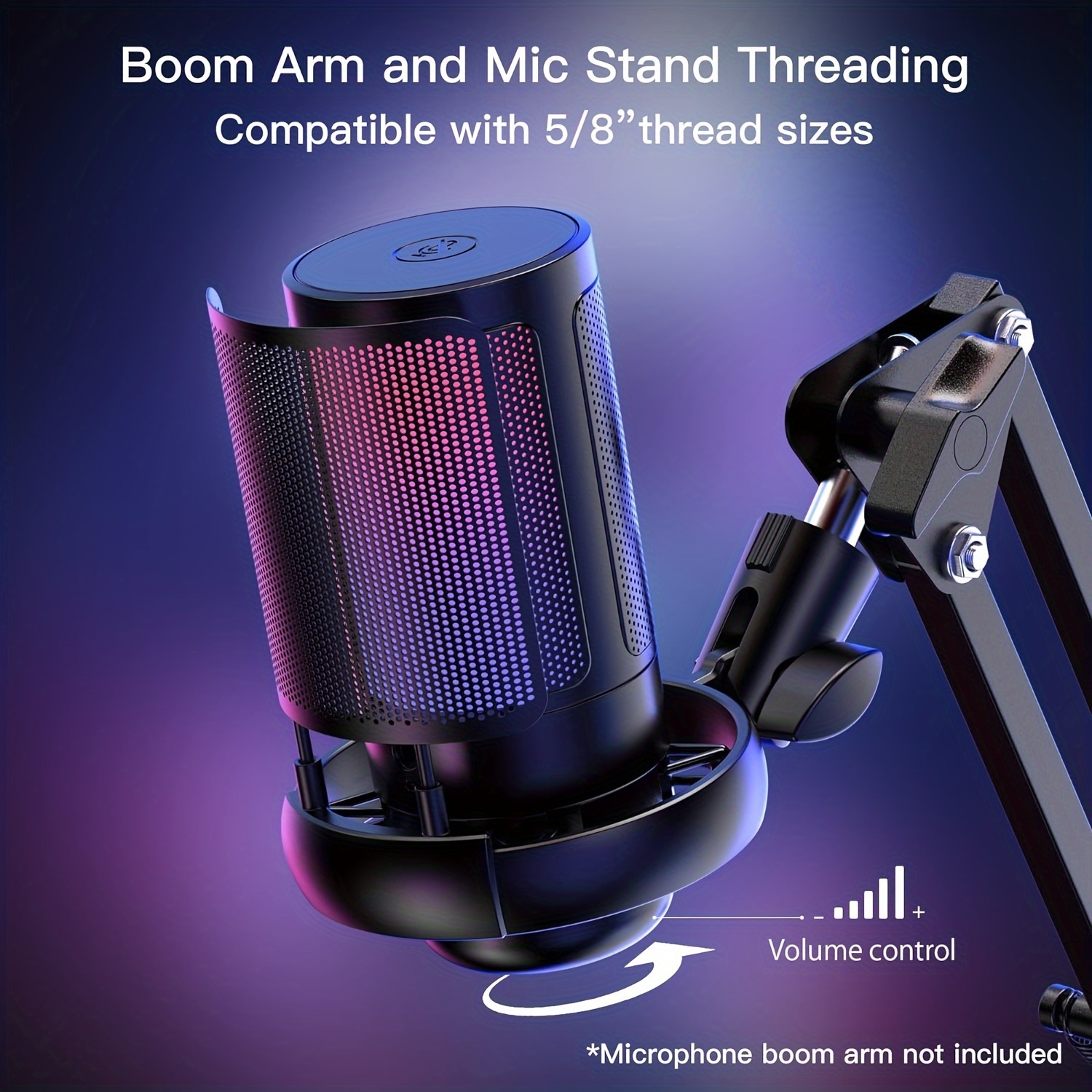 Condenser Microphone Quick Mute Rgb Light Pop Filter - Temu