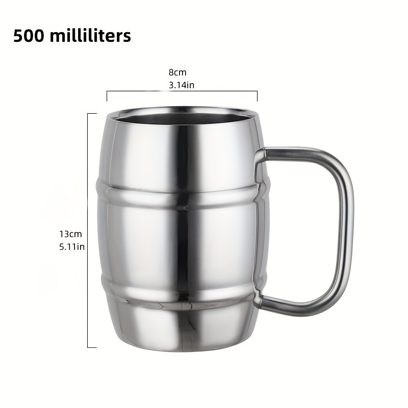 Image of 500/450ml Double Stainless Steel Beer Cup Outdoor Camping Western Coffee Cup With Handle Insulated Portable Water Cup Mugs
