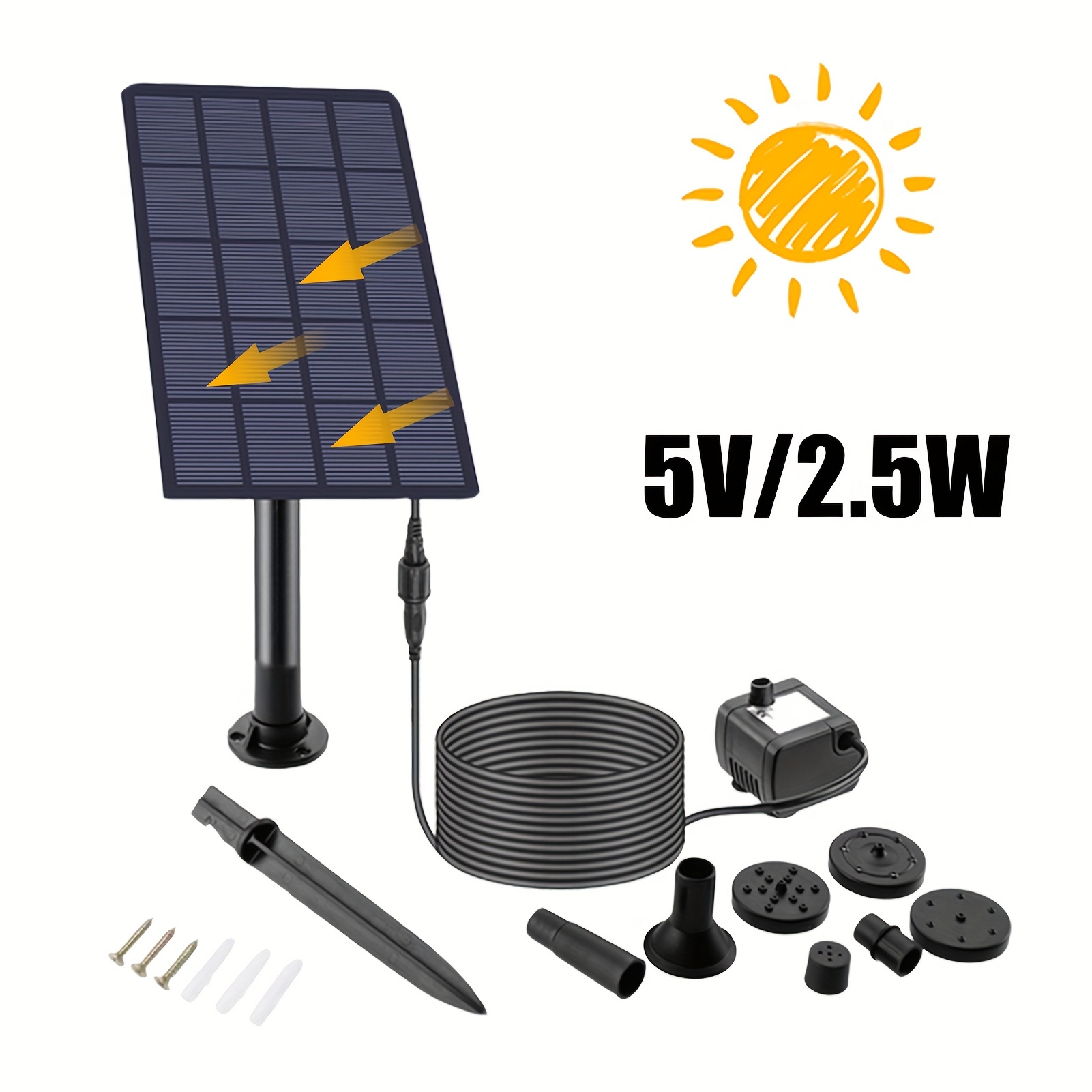 1pc Bomba De Aire De Agua Solar 5V 2.5W Panel Solar - Temu