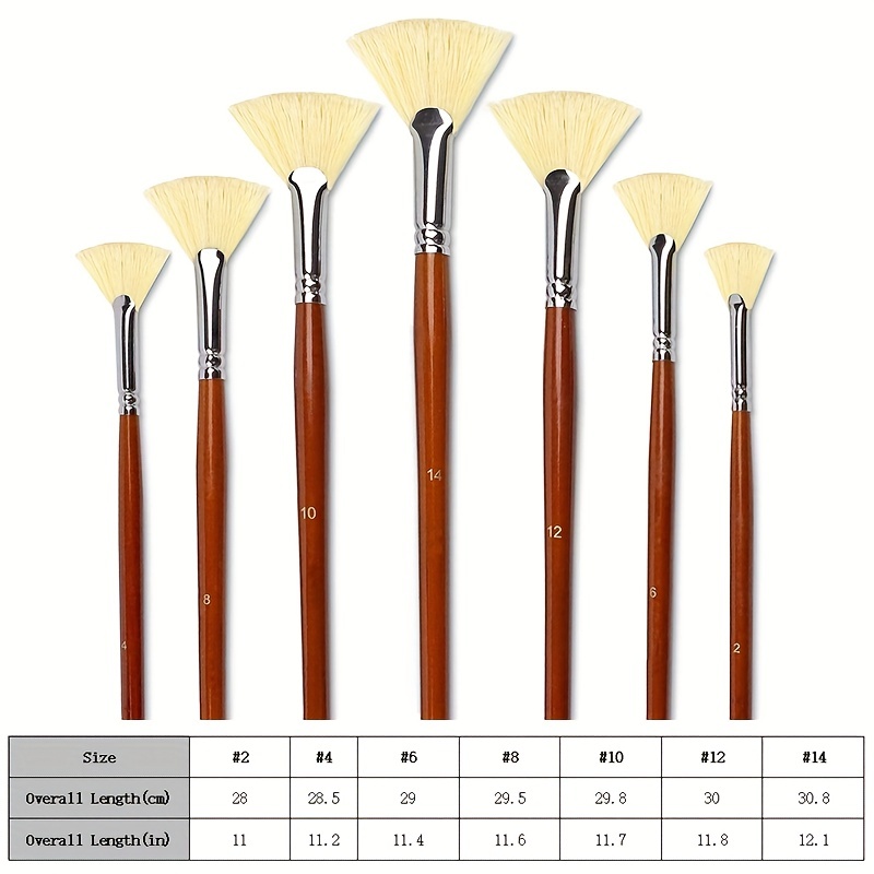 Set of 5 Artist's brushes, in pig's bristle, Size 8 to 20, natural  bristles, for acrylic and oil