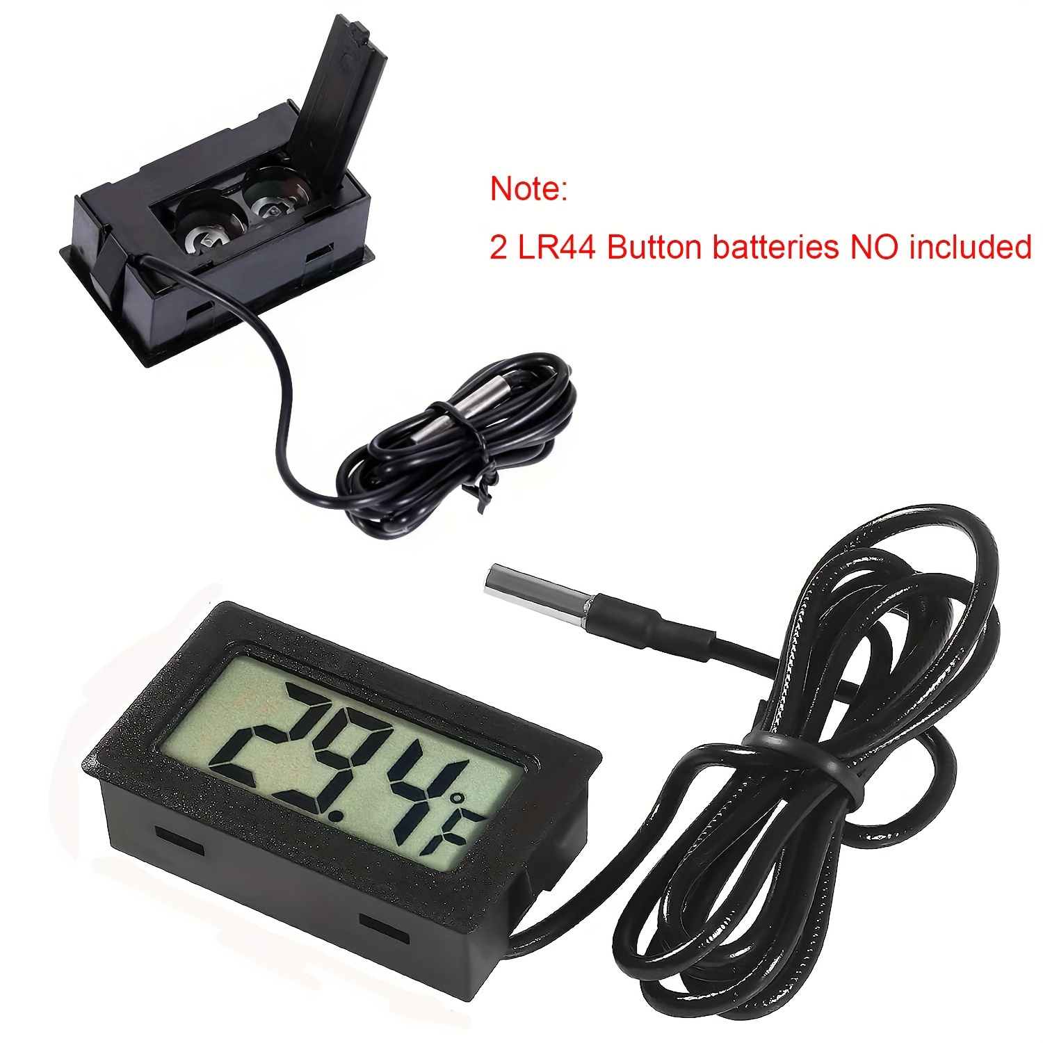 Thermomètre hygromètre numérique LCD avec rétroéclairage pour reptile,  vivarium, serre, chambre de bébé, incubateur (noir)