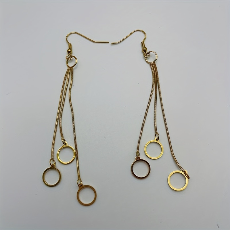 Men's Circle Drop Earrings Long Style