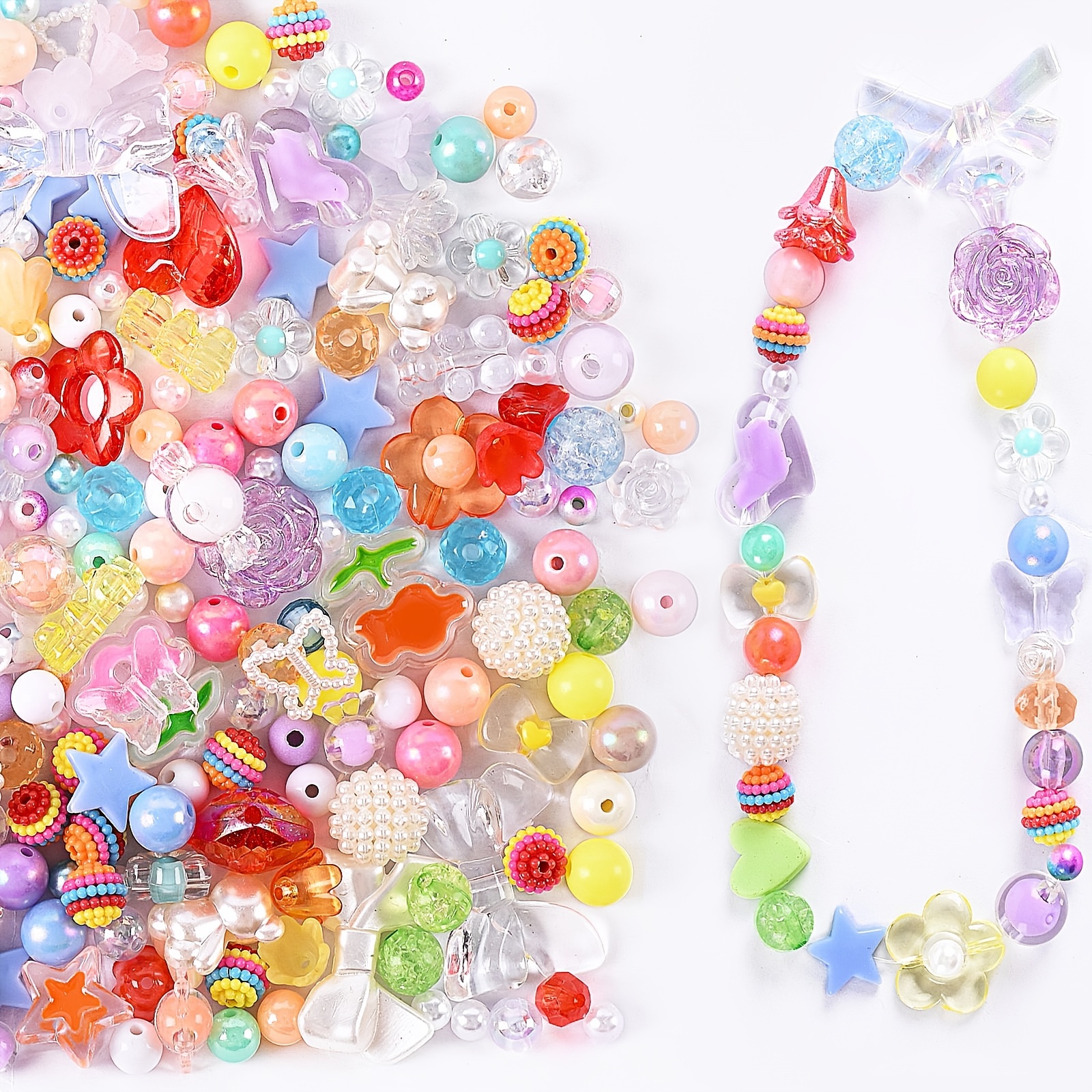 200pcs 12mm Flower Acrylic Beads Mix Candy Colors Flower Beads Plastic  Pastel Beads Flower Shape Transparent Beads for DIY Crafts Braids Bracelet