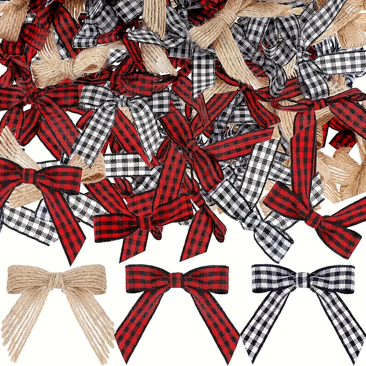 Geosar Christmas Door Bows Ribbon Kitchen Decorations Cupboard Red Ribbons  Christmas Bows for Cabinet Doors Holiday Festive Cabinet Door Ribbons for