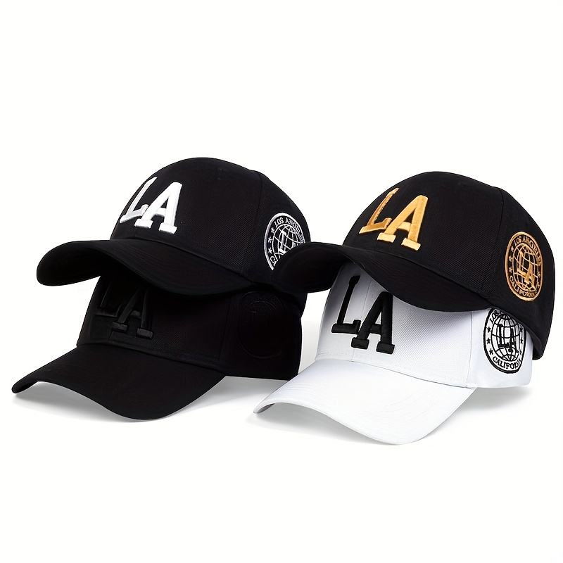 La Embroidery Baseball unisex Hip Hop Sun Hat Adjustable Couple Dad Hats for Women Men,Temu