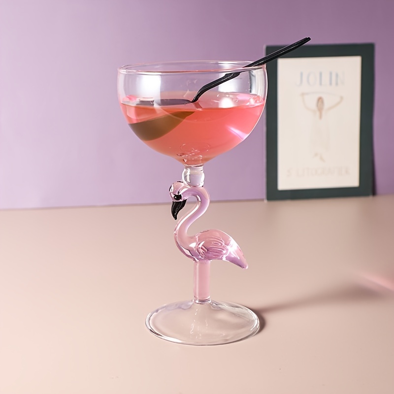 Verre à Cocktail Créatif en Forme de Flamant Rose, Gobelet à