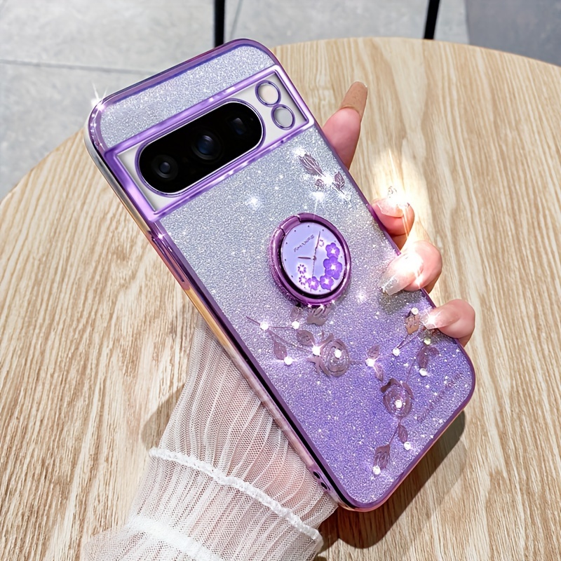 Gradient Glitter Eternal Flower Diamond encrusted Phone Case Temu