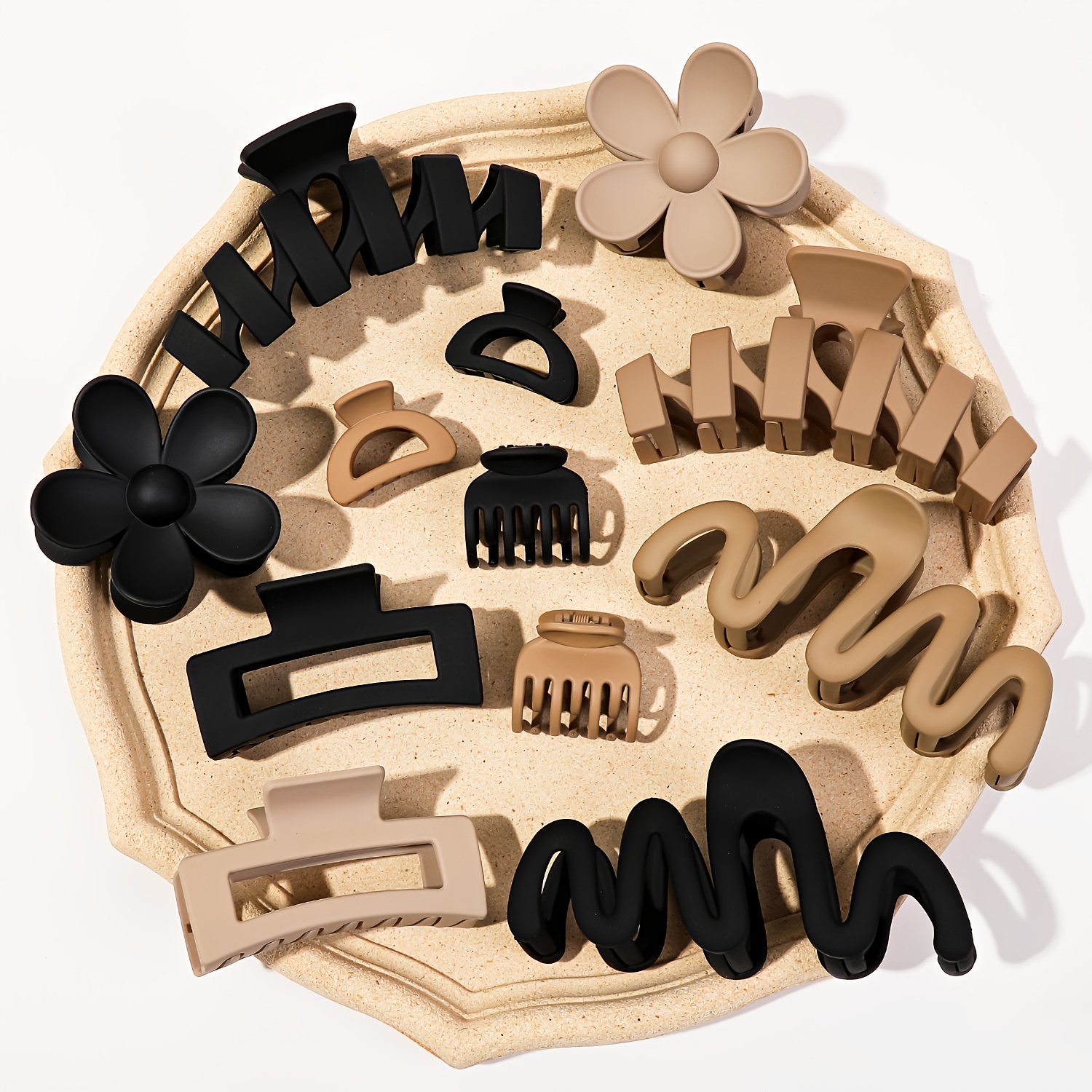 

12pcs Hair Clips For Women, Flower Claw Clips For Thick Hair, Non-slip Hair Accessories With Multi-styles, Neutral Colors Hair Claw Clips And Variety Pack, Ideal Gifts For Women