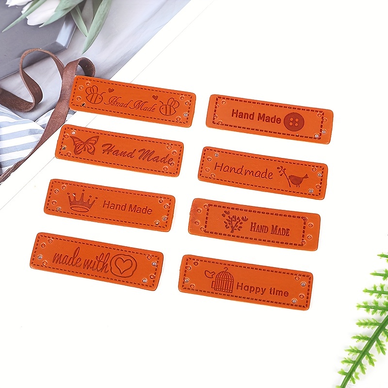 80pcs Clothing Leather Tags DIY Leather Label with Hole for Hat