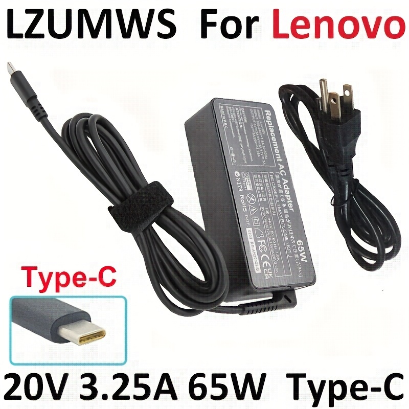 Reemplazo del cargador de portátil USB C de 65 W para Lenovo  Thinkpad/Yoga/Chromebook, ADLX65YDC2A Lenovo Cargador para portátil