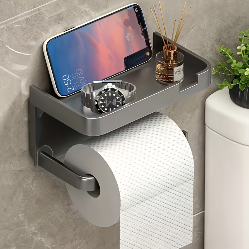 Unique Bargains Fixed Toilet Paper Holders With Phone Shelf Bath