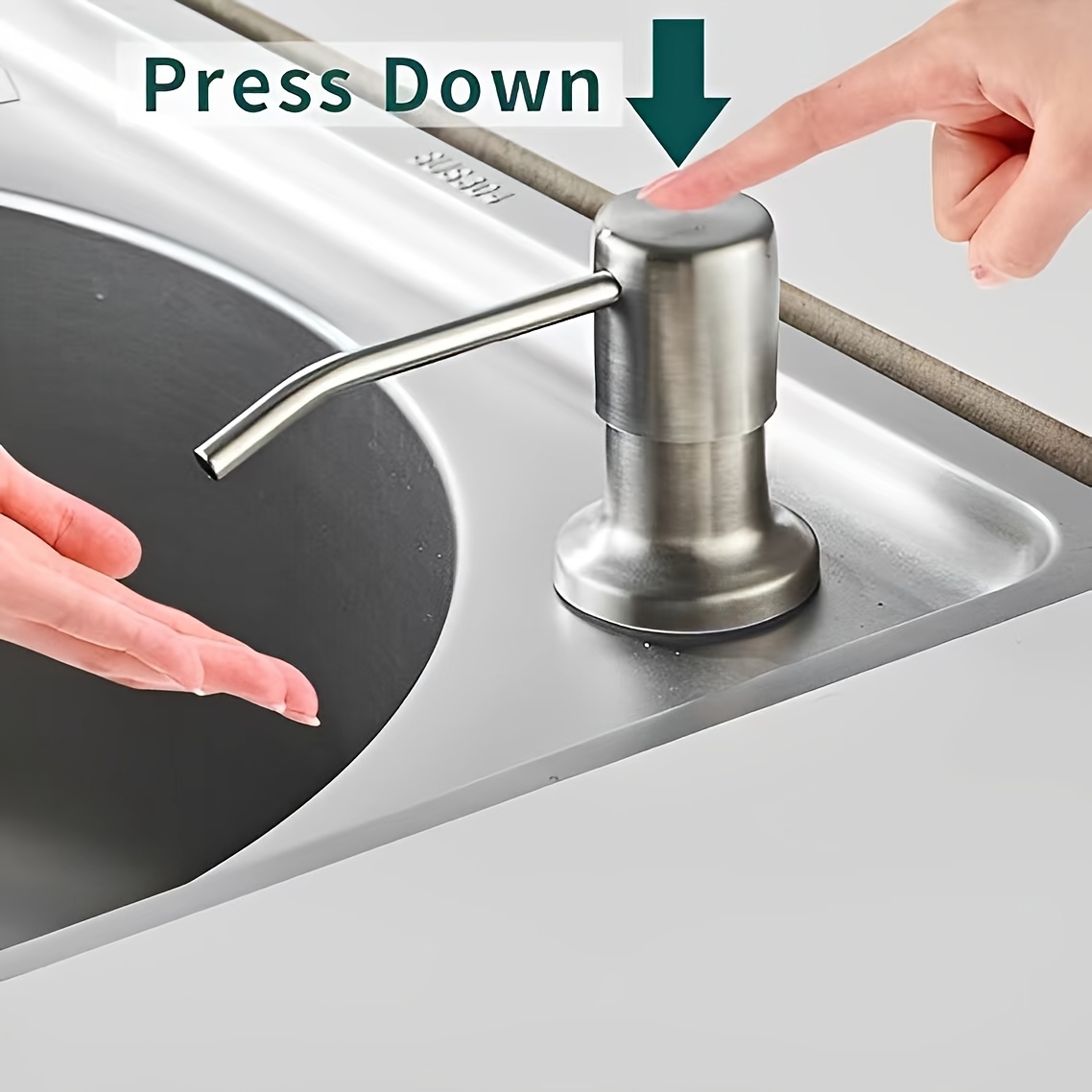 360° Sink Soap Dispenser Stainless Steel Kitchen Hands Liquid Pump Bottle  Tube