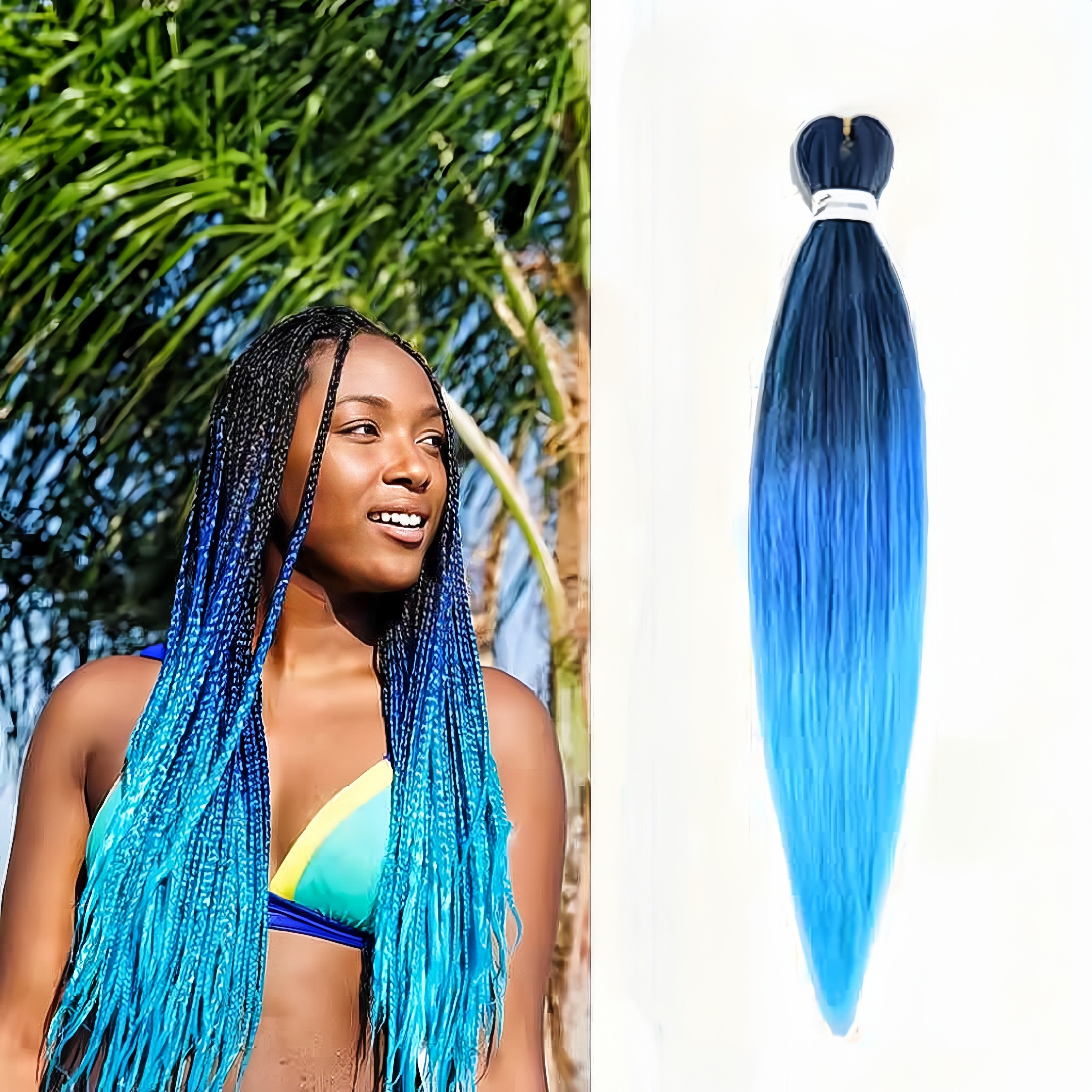 Royal Blue Synthetic Braiding Hair Blue Non Stretched Braiding Hair  Extensions 1 pack