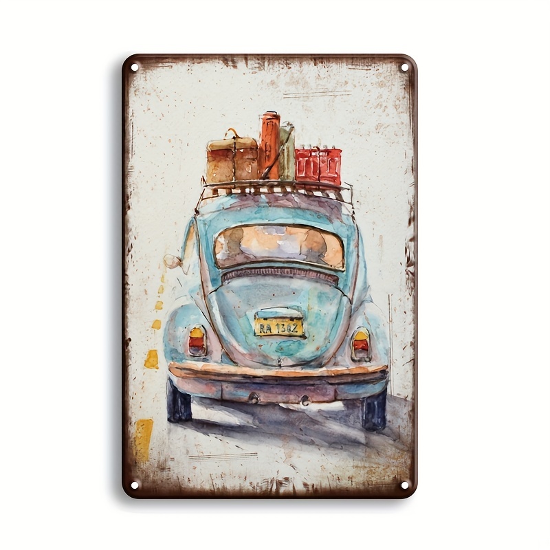 

1pc Retro Metal Tin Sign - 8x12 Inch - Funny Vintage Car Poster Plaques, Garage Metal Art Wall Decor For Home, Room, Park, Garage, Man Cave - Eye-catching