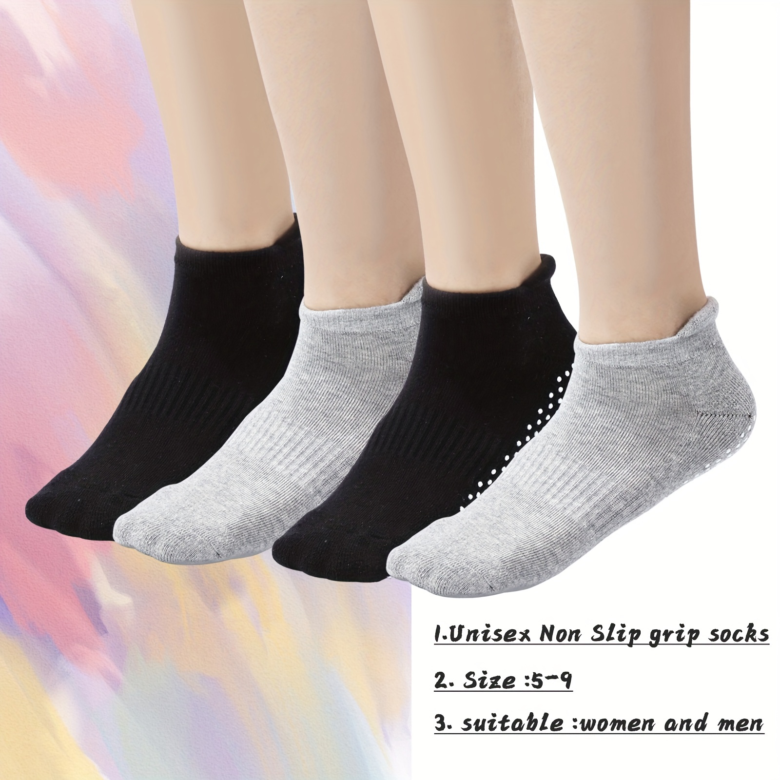 Mens Non Slip Socks for Yoga Pilates Anti Skid Grip Socks for Men