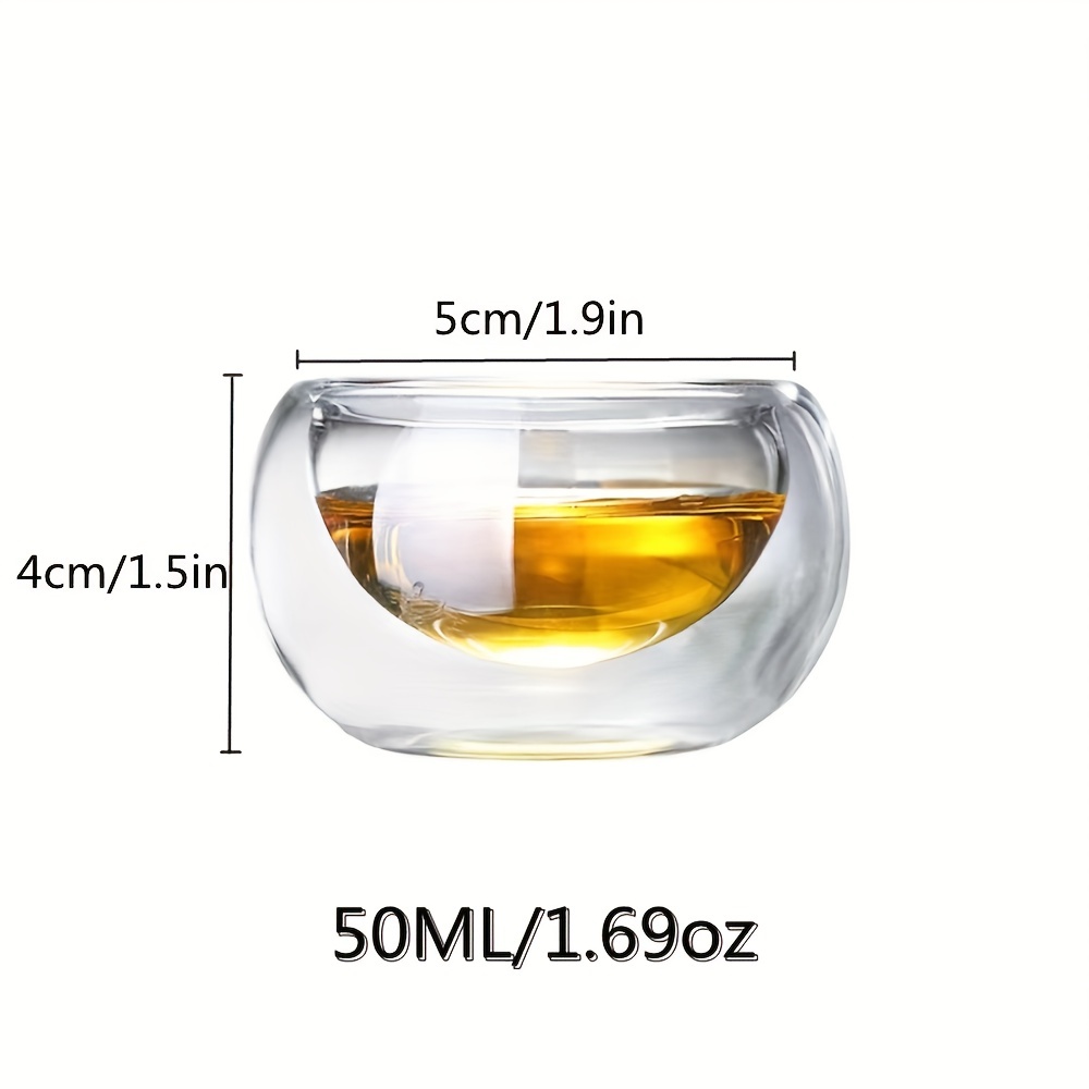 6 Pcs Heat Resistant Double Wall Glass Tea Cup Layer Clear Glass Teacup 50ml