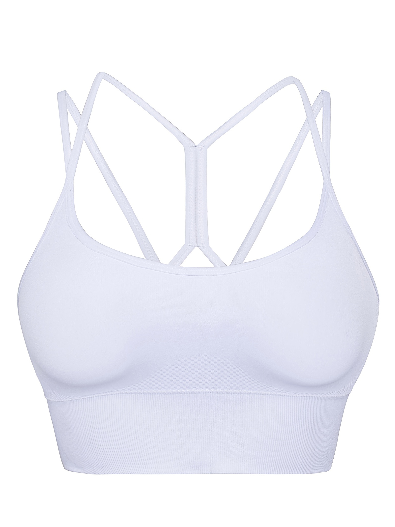 Solid Spaghetti Strap Sexy Sports Bra Chest Padded Criss - Temu Canada