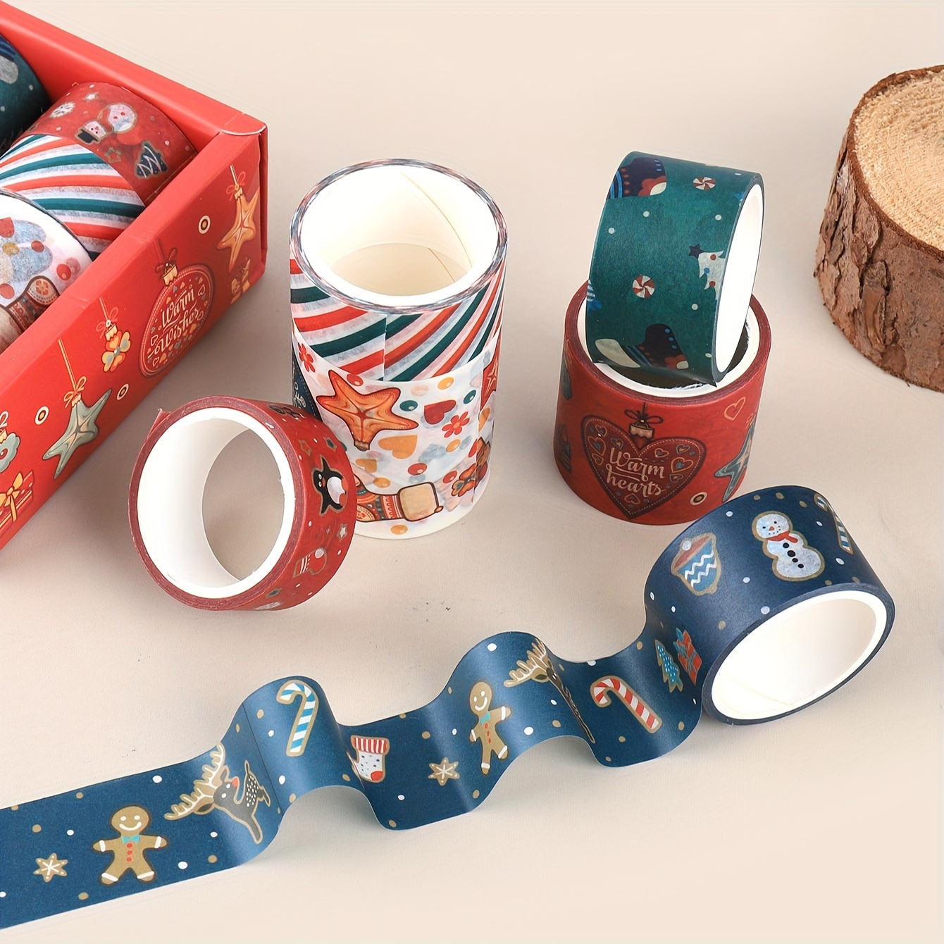 12 Mixed Color & Style Christmas Holiday Adhesive Washi Tape Set