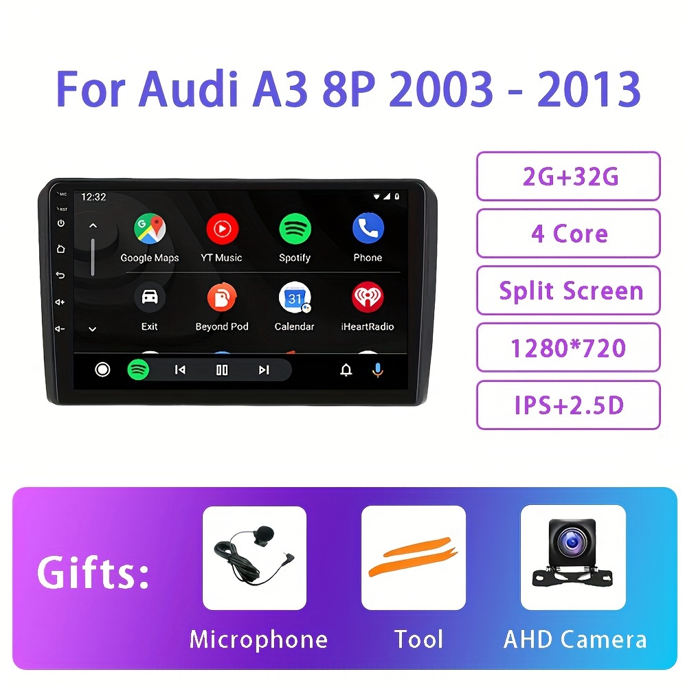 Touch Screen radio Android Auto Carplay Audi A3 8P 2003 - 2013
