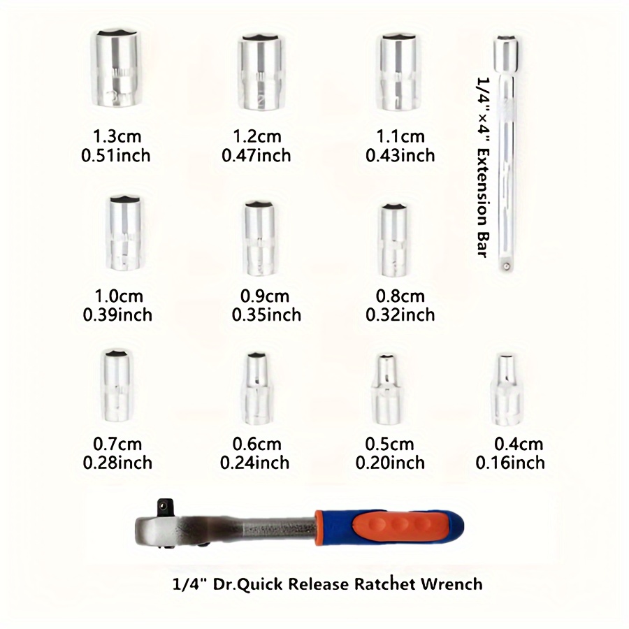 12 Pezzi Di Set Di Chiavi A Cricchetto CRV Da 1/4, 1 Pezzo Di Set