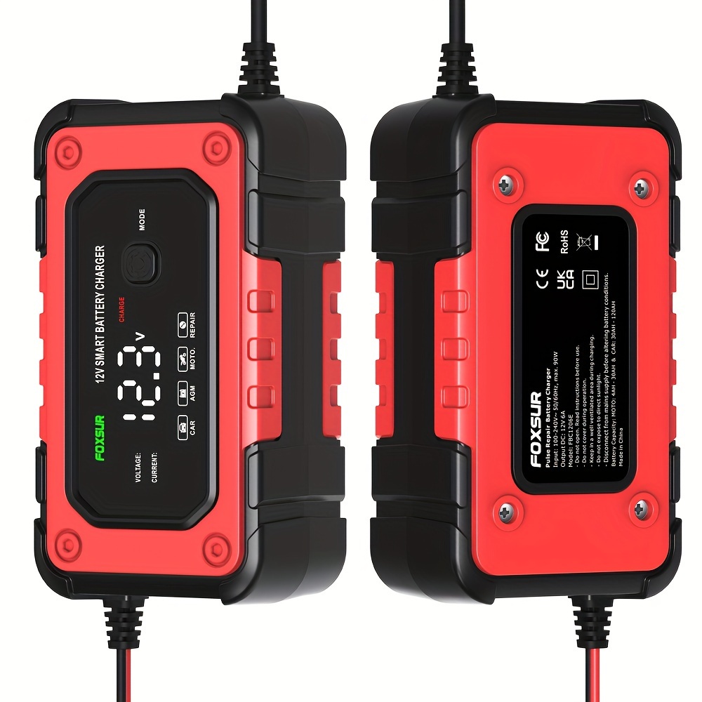 Car Battery Charger 12v 6a Smart Battery Trickle Charger - Temu